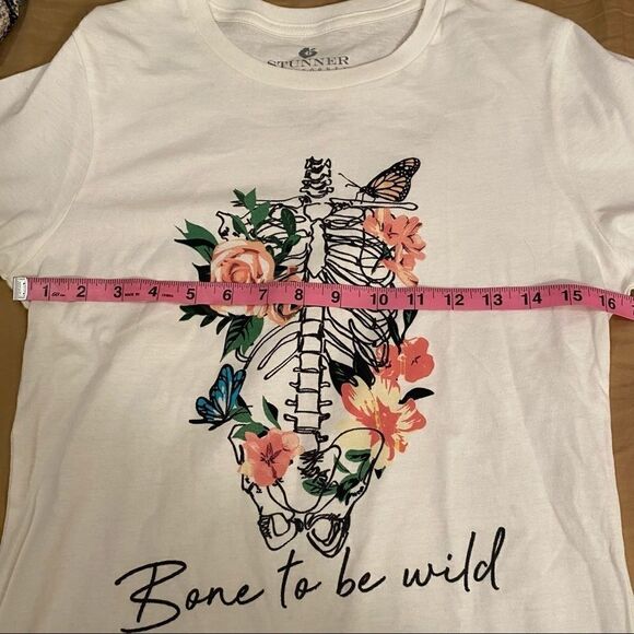 NWT Stunner California cream 100% cotton “bone to be wild” graphic short sleeve - Picture 4 of 5